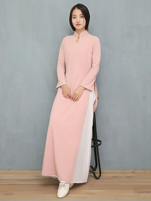 Ao Dai Vietnamese Dress Long Sleeves Lapel Aodaistyle aodaistyle Ao Dai Vietnamese Dress Long Sleeves Lapel Aodaistyle aodaistyle